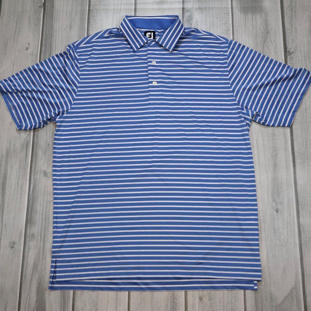 Mens FootJoy ProDry 2 Color Stripe Lisle Self Collar Polo